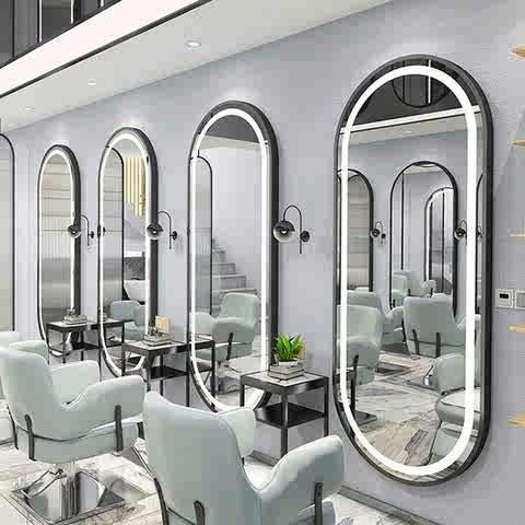 Hairdressing shop popular mirror wall-mounted hairdressing mirror table single-sided light mirror wall-mounted hair salon led mirror special smart