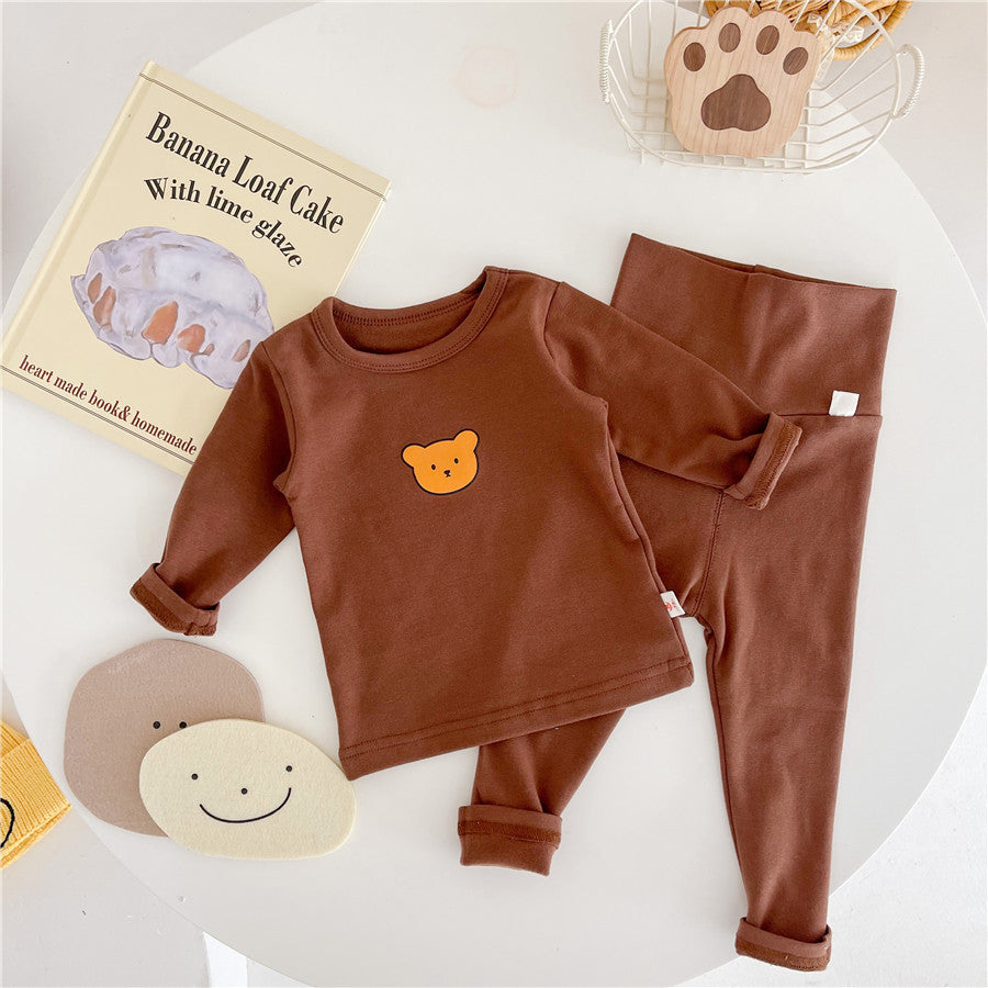 new korean style ins-style spring/autumn baby thermal underwear set - belly protection, loungewear, and sleepwear