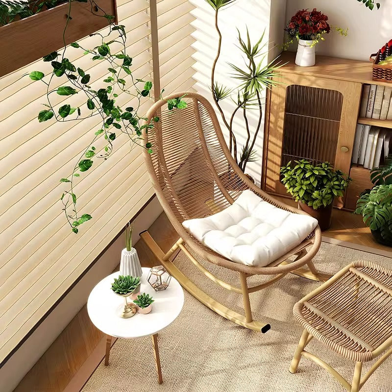 Rocking chair recliner rattan for home balcony rattan chair outdoor courtyard terrace lunch break lazy chair adult casual rocking chair