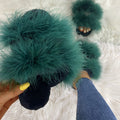 Turkey feather slippers for women outwearexport cotton slippers fashionfashion fur home flatscolorful fur slippers