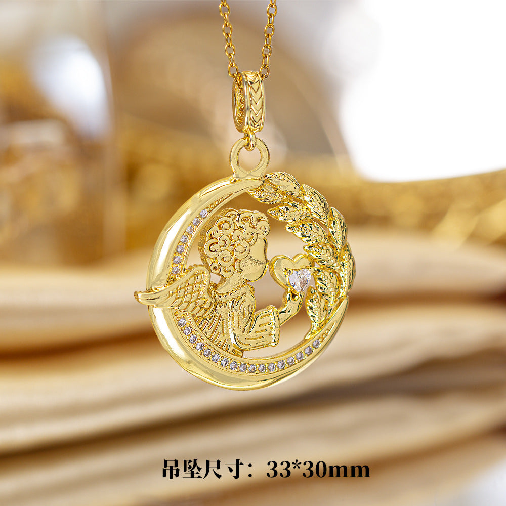 [titanium steel] cross-border popular copper micro-embedded necklace for women, stainless steel gold-plated electroplated high-end exquisite clavicle chain jewelry