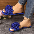 Fashionexportflowersflatsone-word square toe slippers women's new arrivaloutwearcasual lightweight beach sandals wish