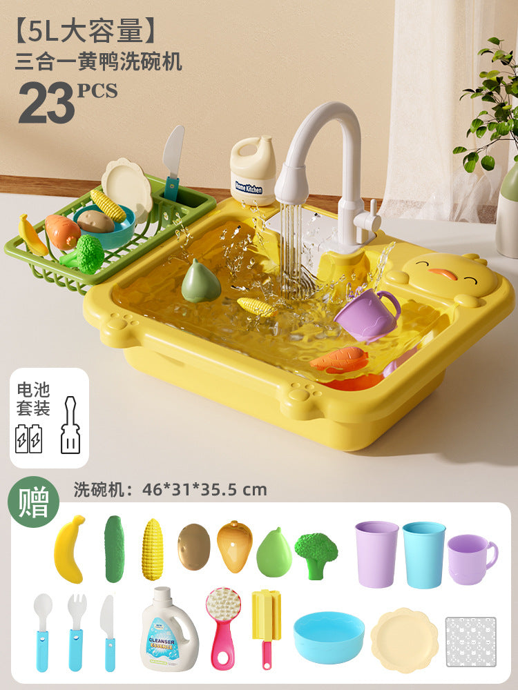 Kids dishwashing table play house kitchen toys electric wash basin sink simulated dishwashing toys cross-border new products