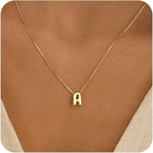 European and american cross-border new product initial necklace fashion bubble 26 letter pendant box chain jewelry women's versatile clavicle chain