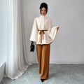 fashion:  new women's outfit - versatile stand collar, cinched waist, tie-waist cropped wool coat set