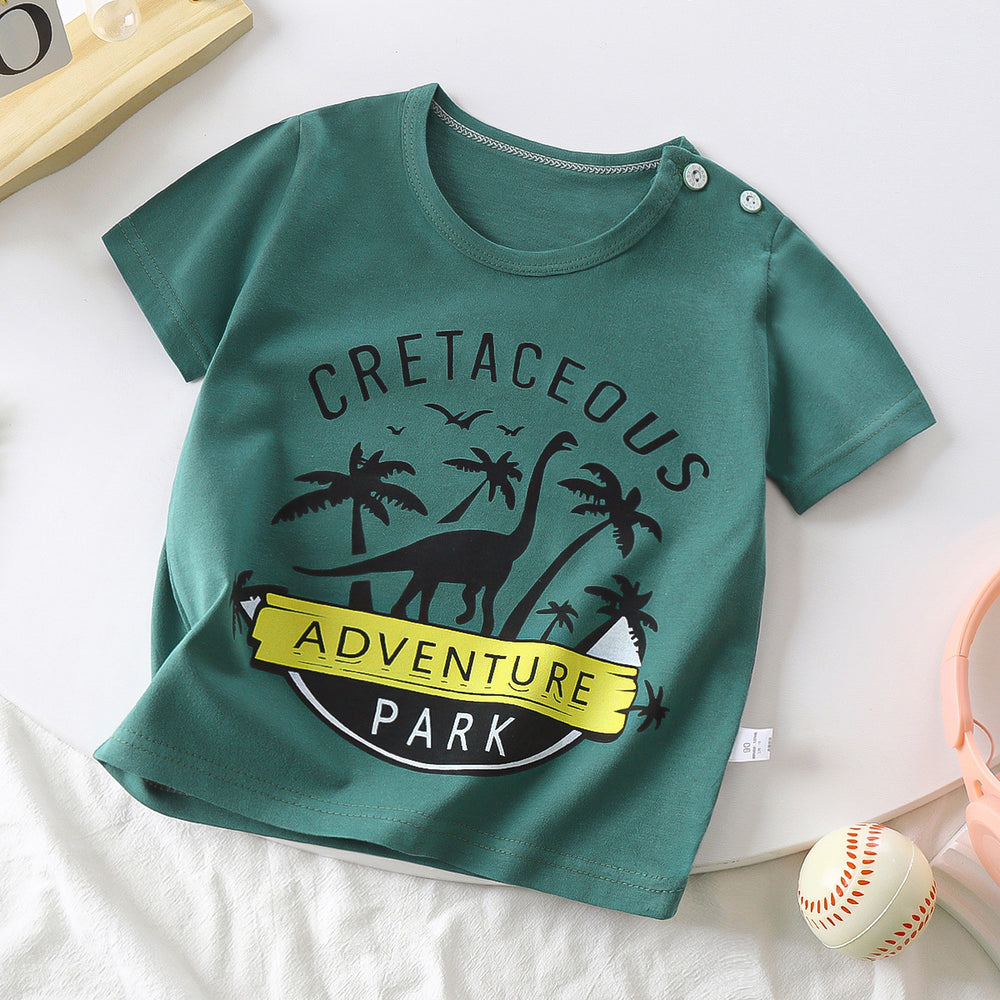 Kids' short-sleeve pure cotton summer new arrivals : boys' t-shirts, baby cartoon girls' short-sleeve korean style tops, children's clothing