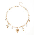 Pearl cross pendant wholesale - trendy cross-border jewelry for women - heart-shaped, niche, high-end, instagrammable, versatile necklace