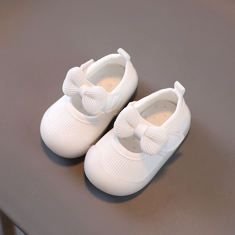 Baby girl's first walking shoes, spring and autumn style, breathable infant shoes with breathable mesh upper, 0-1-2 years old, fresh and cute princess shoes