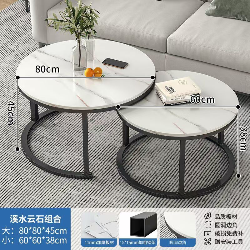 Coffee table living room home round table small apartment light luxury minimalist sofa tea table modern 2025 new balcony table
