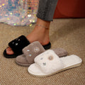 new arrivalfashionpopular rhinestone fur slippers women's fall and winter home thickenedheattech floor cotton slippers
