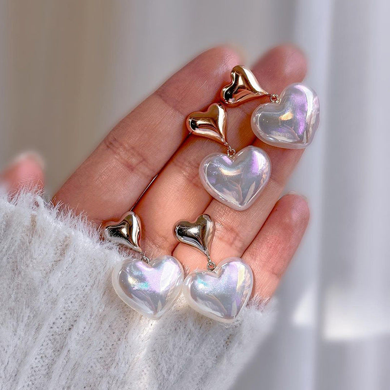 Wholesale heart earrings: european & american cross-border fashion jewelry, versatile alloy dangle earrings, niche & affordable luxury acrylic stud earrings for women