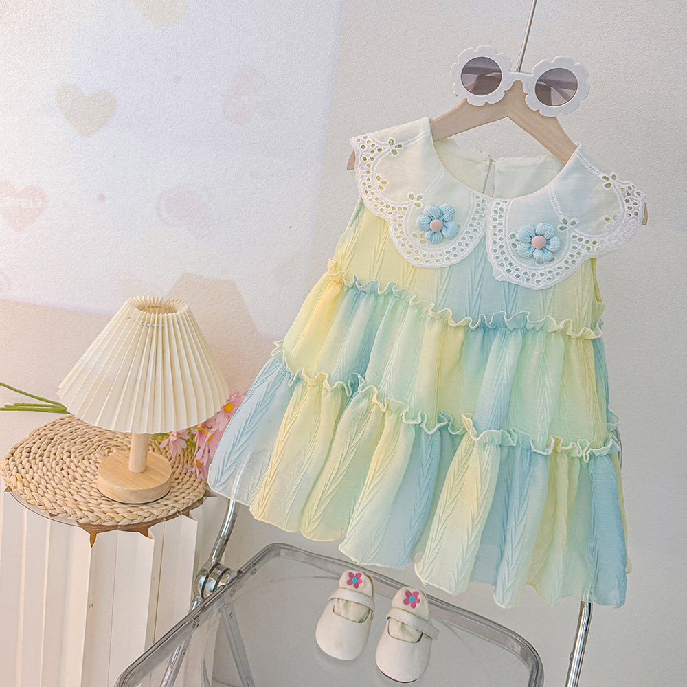 Baby girl summer new dress  new fashion gradient sweet princess style dress girls summer outfit