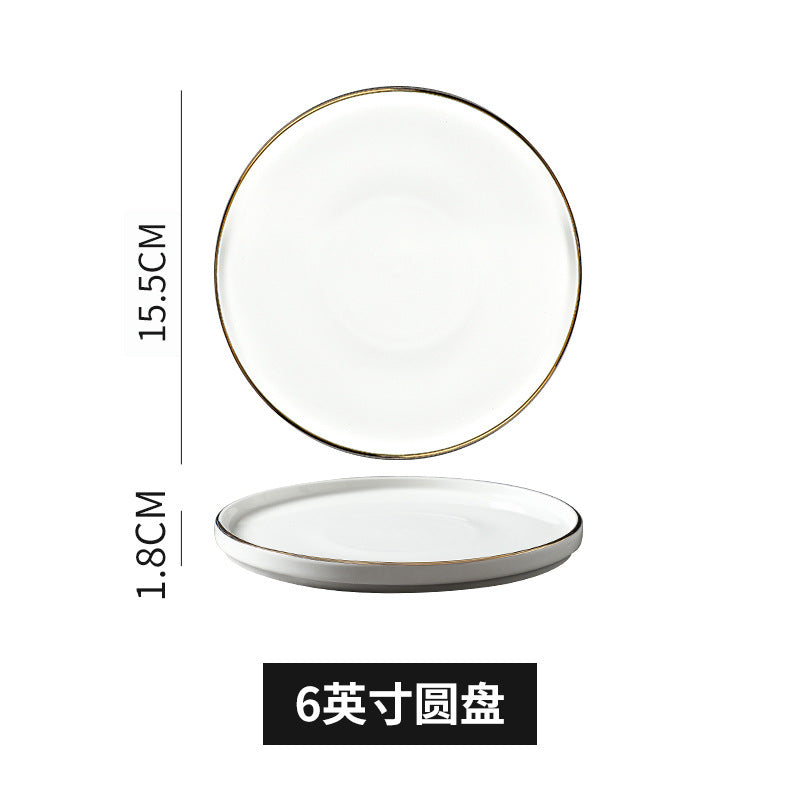 Japanese-style western dinner plates, creative steak plates, western dinner plates, creative black matte steak plates, commercial glossy white plates