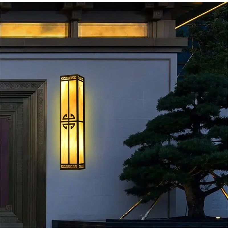 New outdoor wall lamp - waterproof, rustproof, marble finish, roman column style - perfect for courtyards, villas, entryways, and pillar lighting