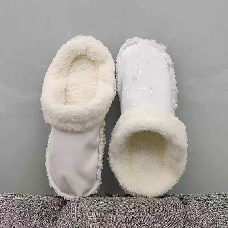 Clogs with fleece lining - detachable sock liners, cotton slippers with warm and comfortable thickened fleece insoles, closed-toe shoe liners