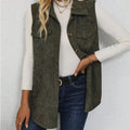 Women's flap detail button-front corduroy vest jacket - european & american style