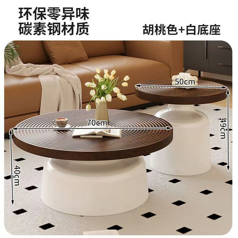 Round coffee table living room  new home light luxury high-end carbon steel small coffee table modern minimalist small apartment