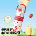 New arrival, good-looking cartoon handle thermos cup, double drink ton cup, straw carrying cup, lock, bounce lid, large capacity