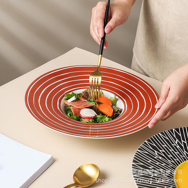 Nordic creative high-end western dinner plate pasta plate hotel restaurant upscale dessert pastry pasta presentation plate