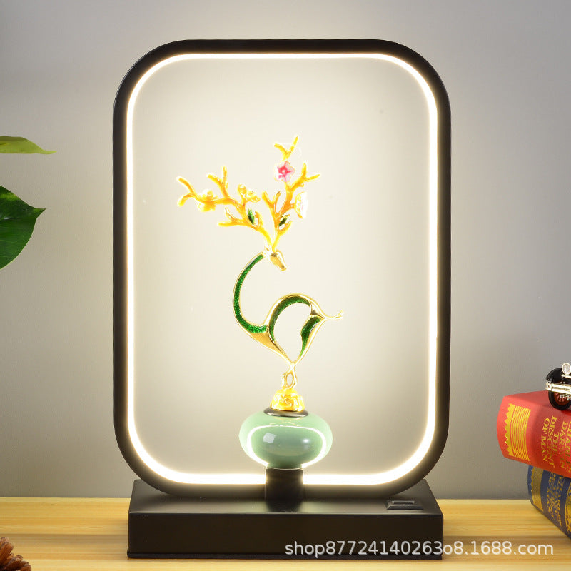 Creative ornament table lamp - bedroom bedside lamp - remote & touch control - deer design - round - wedding decoration - smart gift - tea table lamp