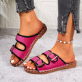 Women's new summer plus size bohemian metal buckle flat sandals & slippers for cross-border e-commerce