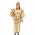 women's clothing african style gridsilm hot diamond puff sleeves long sleevesilmfake two-piecedress long skirt