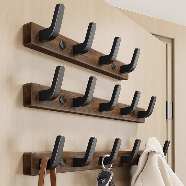 Walnut hook, no punching in the fitting room, hang hangers behind the door, wall hangs in the hallway, clothes hat hangers