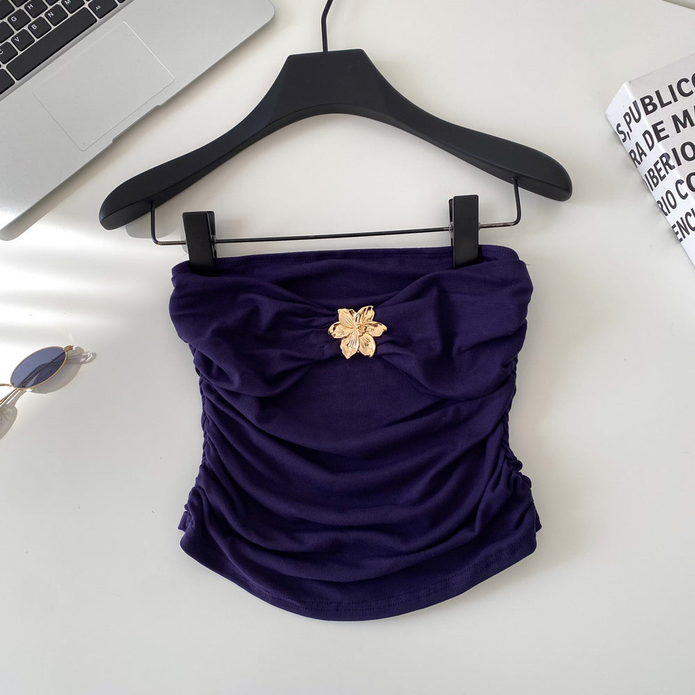 Sense of designniche stylestereo flower age reduction camisole women's pure desire sexy hot girl outwearshortcrop toptops