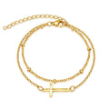 exquisite fashion stainless steel cut out cross double chain bracelet fashioncasualeleganteasiest for match bracelet