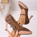 Plus sizefrenchsexy stiletto leopard print mary jane high heelsfall and winternew arrivaltweed style one-strap stiletto flats