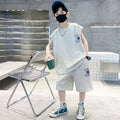 Boys' summer outfit  new kids' summer clothes trendy handsome fashionable boy's short-sleeve sports summer clothing set