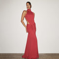 European and american cross-border women's fashion:  spring new arrival - solid color, elegant, sexy, slim-fit, backless mermaid dress