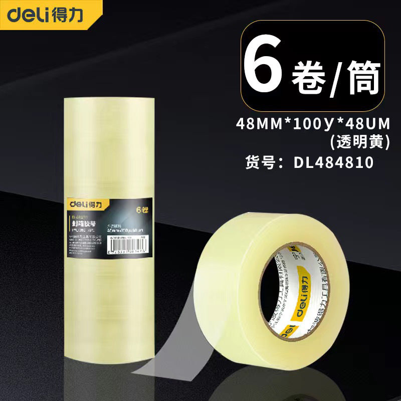 Deli high viscosity scotch tape Internet celebrity express adhesive paper 45-60 wide and long 91 meters transparent glue whole box