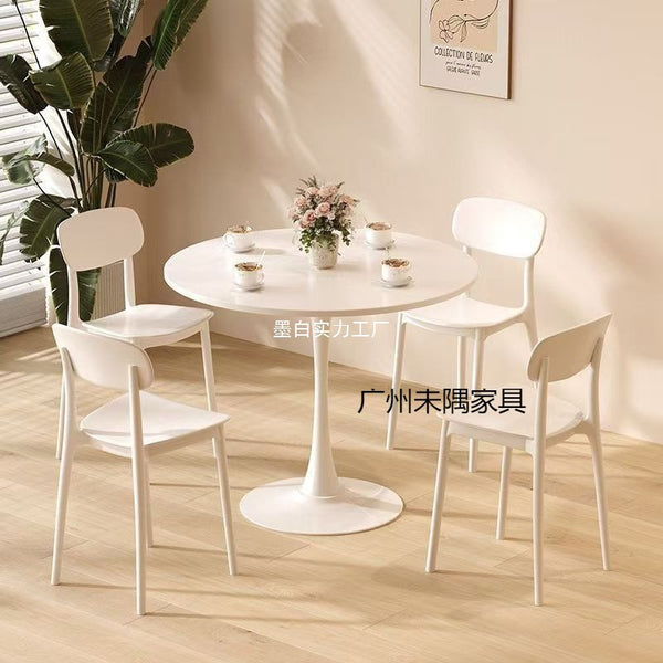 White Nordic table Balcony Round negotiation Milk tea Coffee shop Table and chair combination dining table Tulip round table Dining table