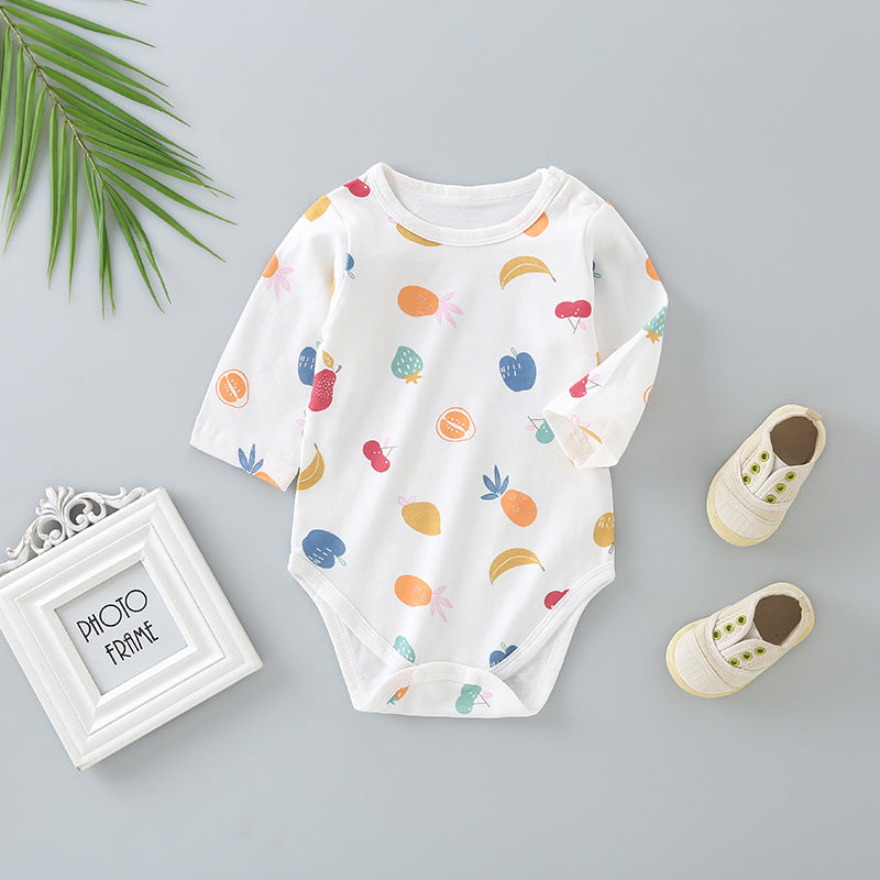 Baby long-sleeve romper: autumn triangle bodysuit, newborn unisex spring/autumn pure cotton crawling suit