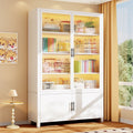Steel bookshelf movable bookcase with door kids storage rack living room storage cabinet wall-mounted iron double-door bookcase
