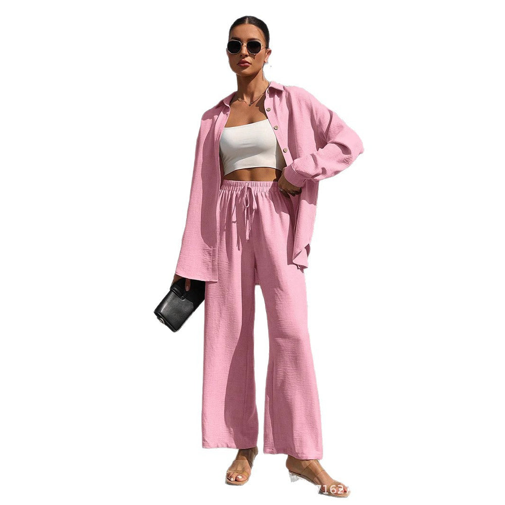 European and american cross-border  summer new arrival: loose-fit two-piece set with wide-leg pants - casual outfit for wholesale export