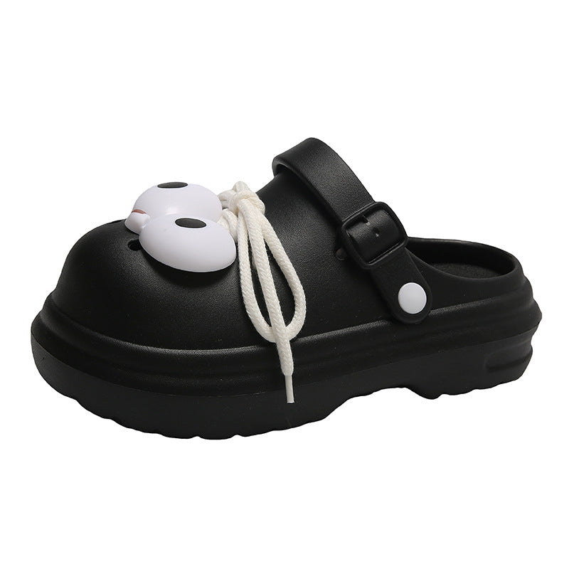 Big eyes cartoon croc shoes women's new arrivaloutwearnon-slipcutetoe sandals thick sole slippers couple croc shoes