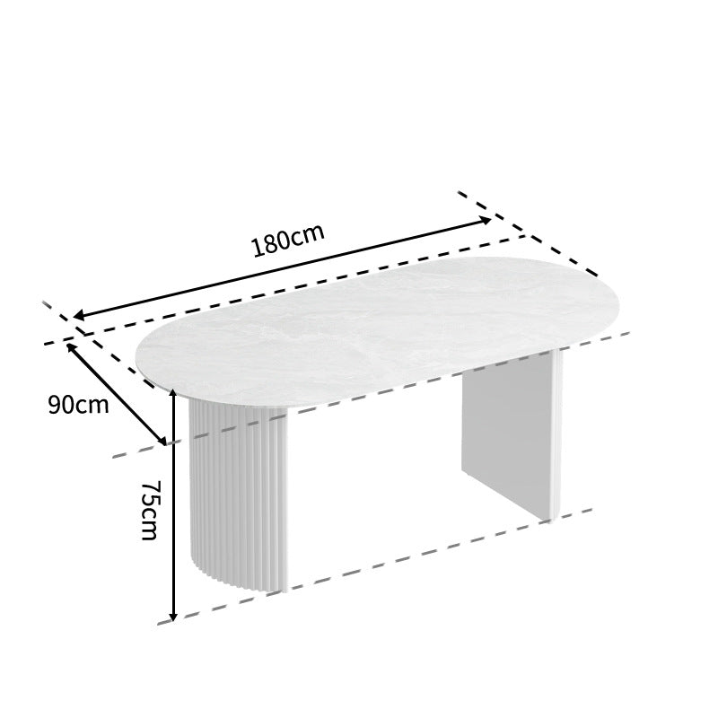 Custom-made nordic cream style dining table, round wabi-sabi desk, vintage home designer office table