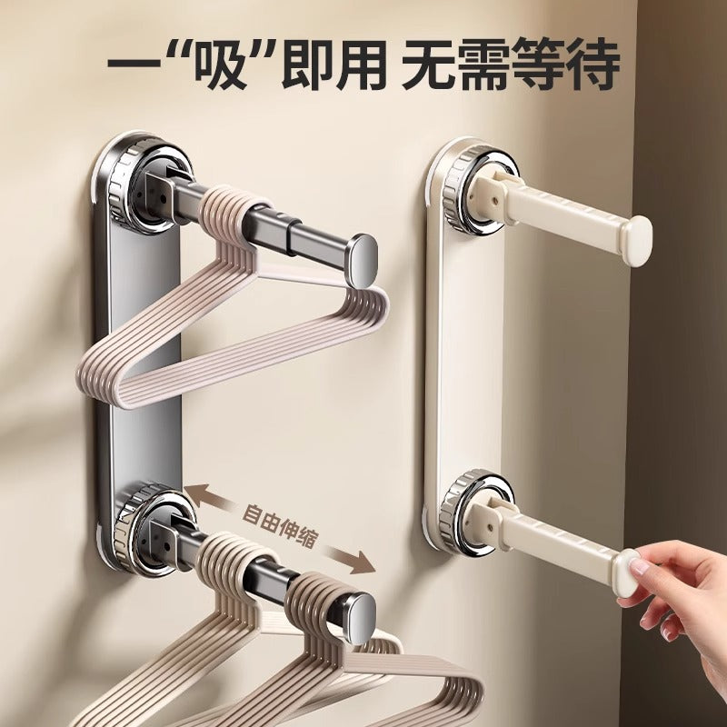Suction cup clothes hanger storage handy gadgetfor home clothes hanger punch-free storage rack balcony wall wall-mounted telescopic hanging rod