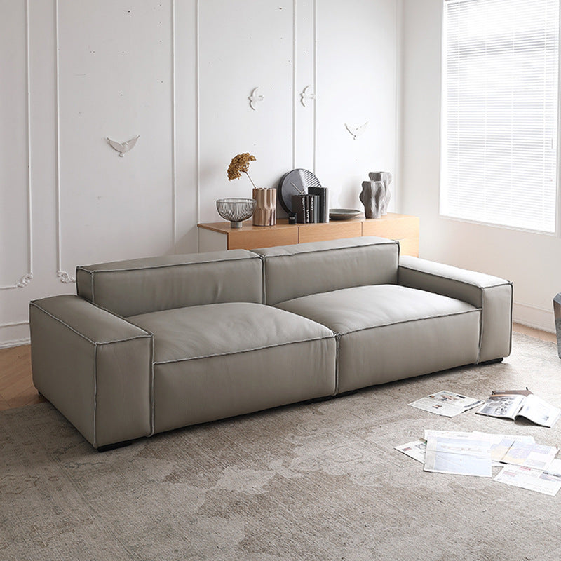 Tofu block genuine leather sofa modern casual first layer cowhide cream style small apartment living room modular modular sofa