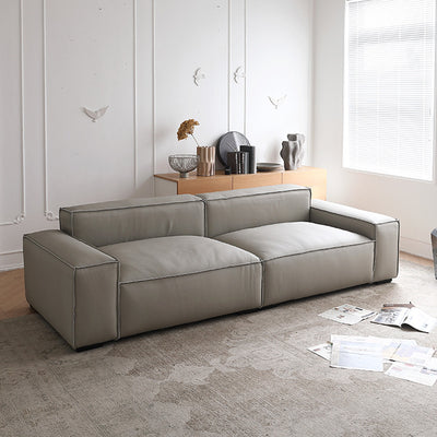 Tofu block genuine leather sofa modern casual first layer cowhide cream style small apartment living room modular modular sofa