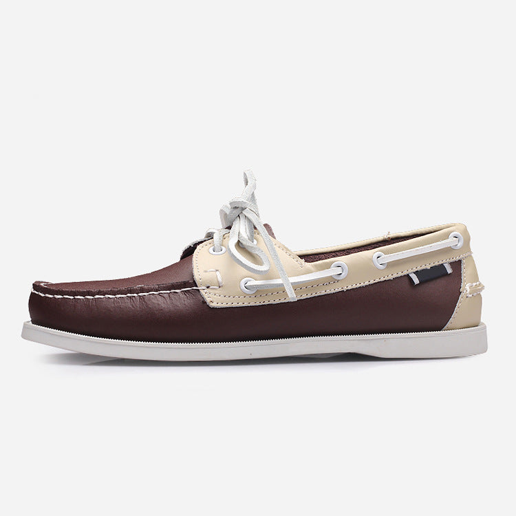 Sailboat shoes men's genuine leather casuallow ankle men's shoes second layer cowhide classic men's shoes easiest for match hand-stitched driving shoes