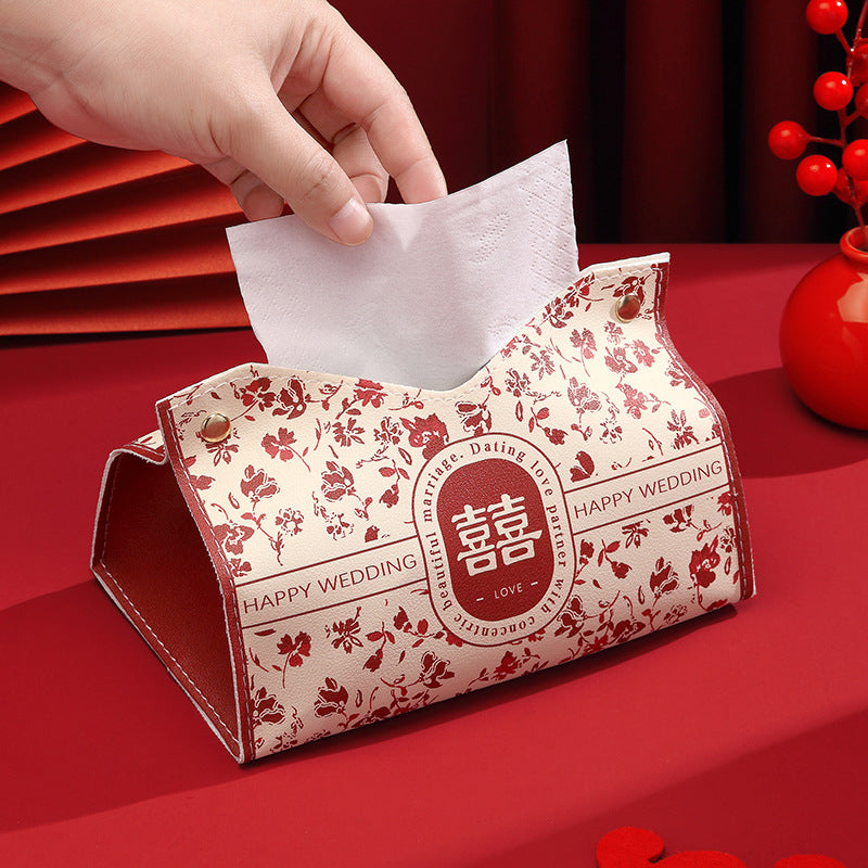 Premium festive wedding supplies pumping carton red tissue box storage wedding red festive atmosphere decoration