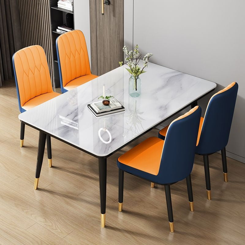 Nordic light luxury dining table and chair set, minimalist dining table for home, small apartment dining table, rectangular dining table for 4 or 6 people