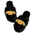 2024 autumn/winter cartoon crossover slippers, thick sole, open toe, fuzzy slippers, plus size women's warm non-slip home cotton slippers
