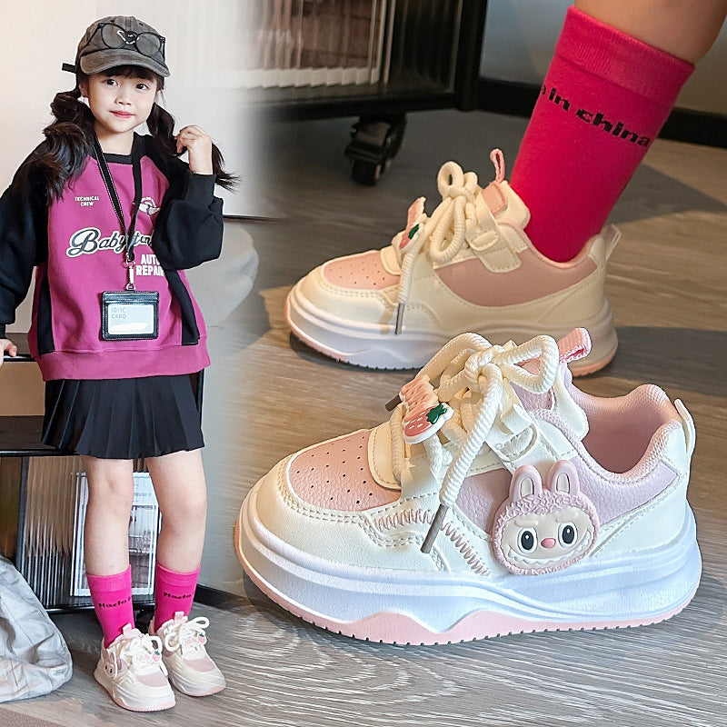 Children's flat baseplate shoes 2025 autumn new student campus versatile casual shoes girls outdoor simple sports shoes