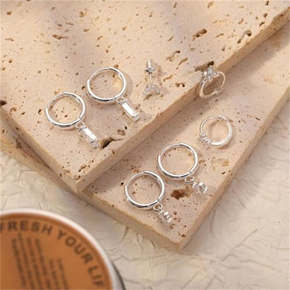 2024 new luxury geometric zircon cartilage earrings - unique, high-end copper plated gold earring set for women