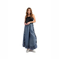 Amazon cross-border ins new european and american women's summer washed cotton denim ruffles raw edge flared pants