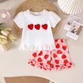 Amazon fashion summer new girls baby cute pattern short sleeve t-shirt printingshortscasual children's clothing suit